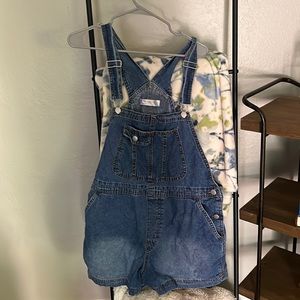 Dark blue denim overalls